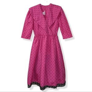 Vicky Vaughn vintage 60s-70s taffeta polka dot dress
